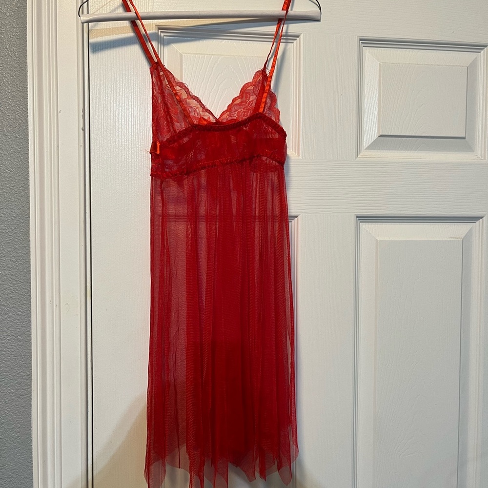 Contrast Lace Split Thigh Slip Night Dress